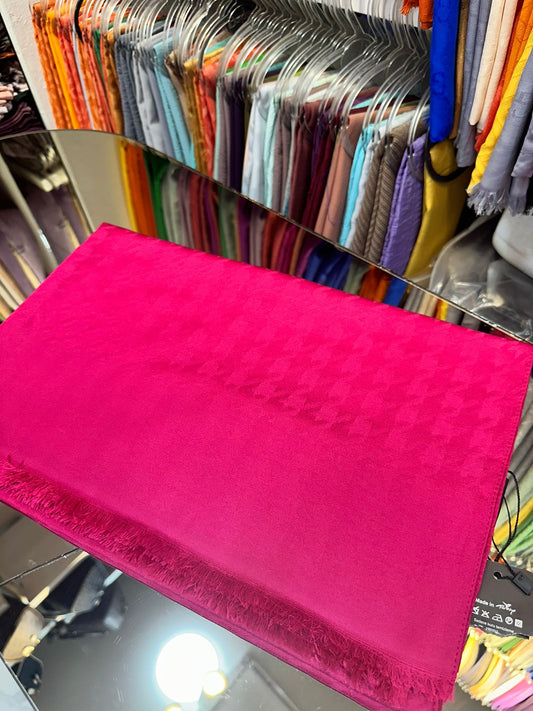 Fuşya pembe Kazayağı pamuk jakar şal