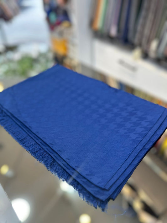 Açık lacivert Kazayağı jakar pamuk şal