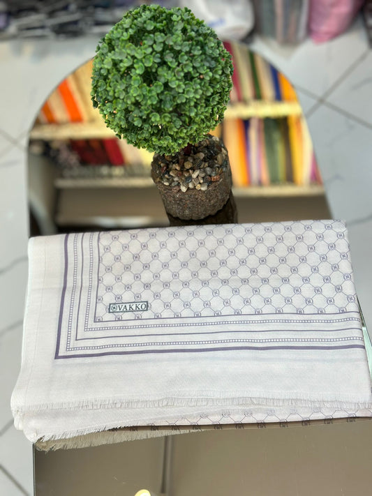 Lila&Krem Ww desen Pamuk İpek şal