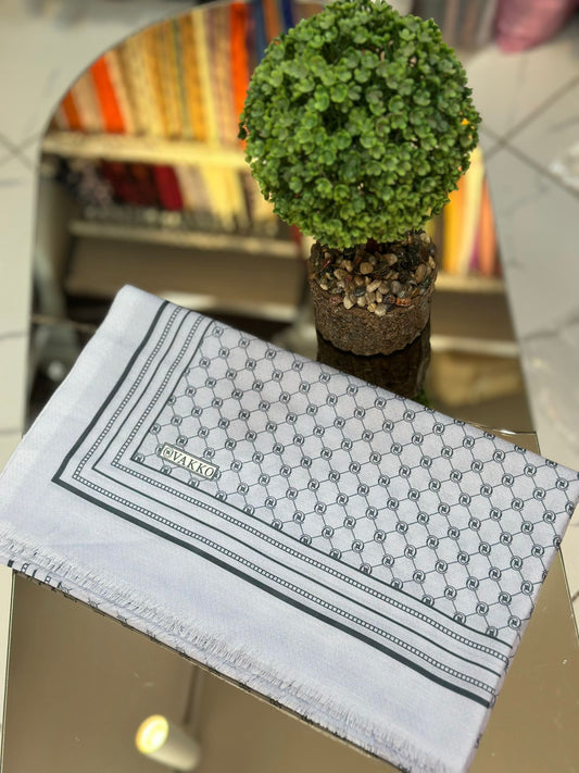 Açık Gri Ww Pamuk İpek Şal