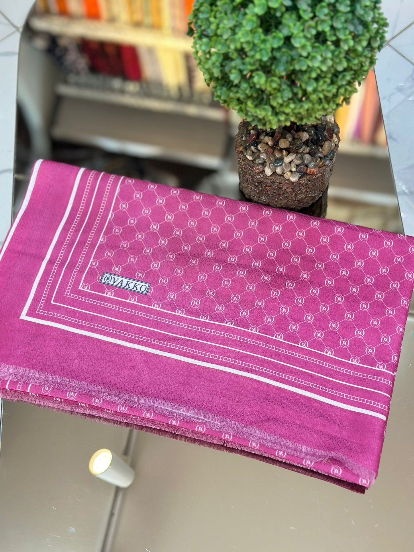 Fuşya pembe Ww Pamuk ipek şal