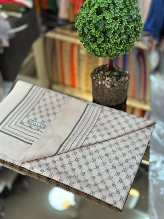 Açık bej Ww pamuk ipek şal