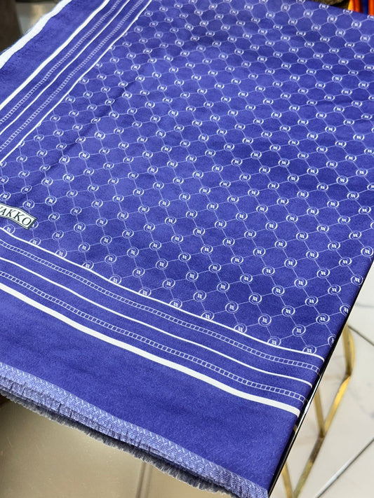 Saks mavi& Beyaz Ww Pamuk İpek şal