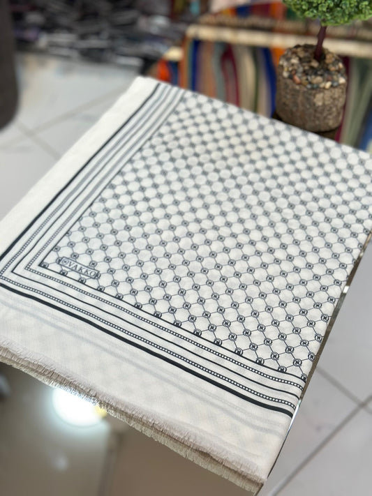 Krem&Siyah Ww Pamuk ipek şal