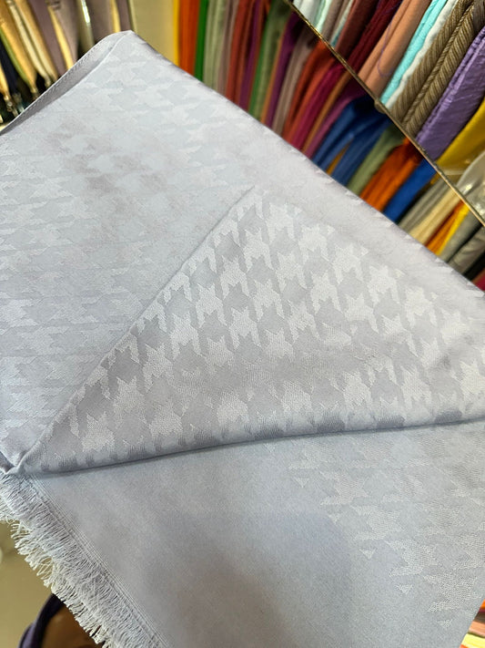 Taş gri Kazayağı pamuk jakar şal