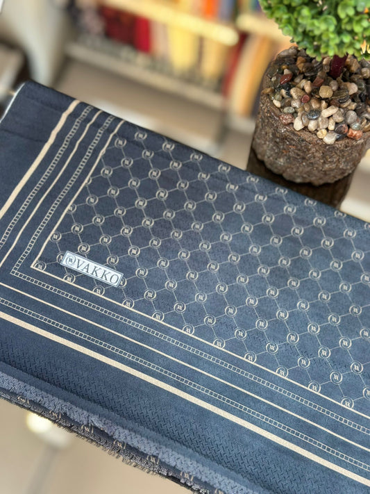 Koyu Petrol Mavi Ww Pamuk İpek Şal