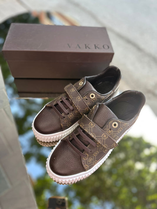 Cırtlı bağcıklı deri kahverengi Ww Sneakers