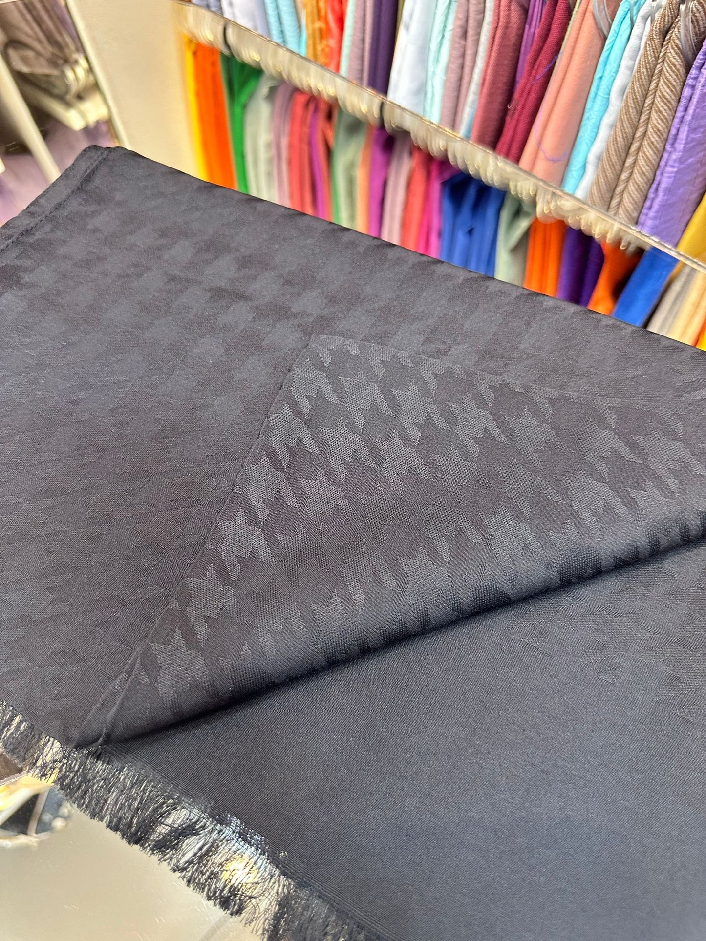 Antrasit Kazayağı jakar pamuk şal