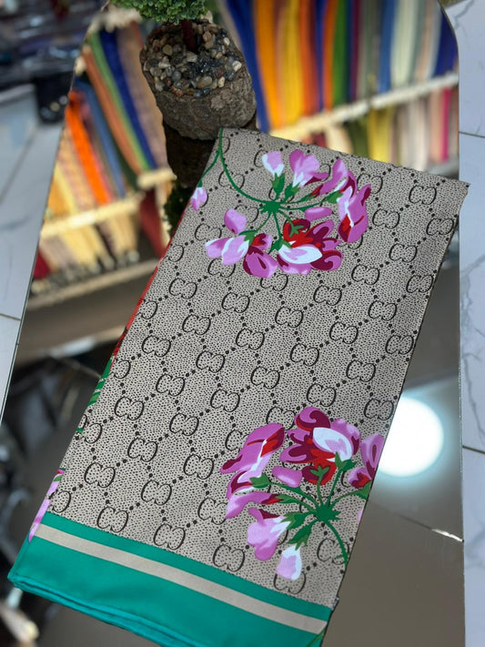 %50 ipek&nbsp; %50 twill GG İthal Eşarp