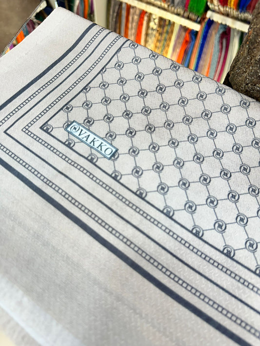 Krem Ww monogram pamuk ipek şal