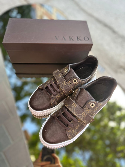 Cırtlı bağcıklı deri kahverengi Ww Sneakers