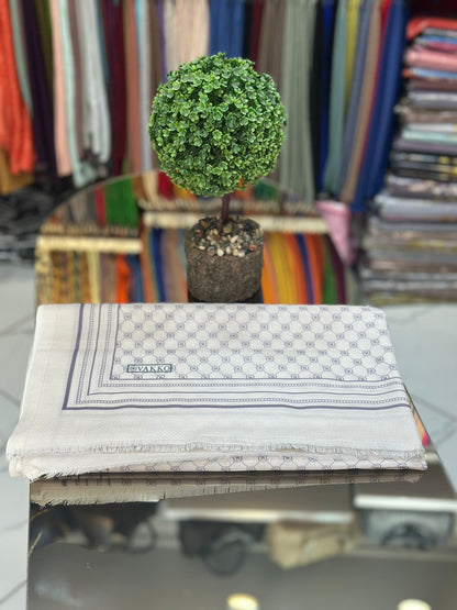 Lila&Krem Ww desen Pamuk İpek şal